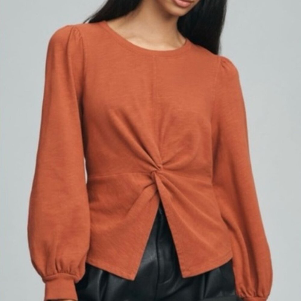 Pilcro Twist Front Sweatshirt Copper S P Anthropologie Rust Earthtone Fall
